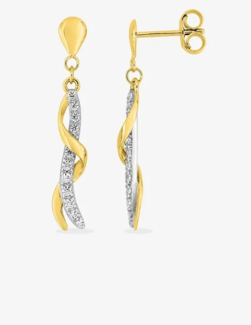 Boucles d'oreilles pendantes en or jaune 375‰ et oxyde de zirconium SO OR