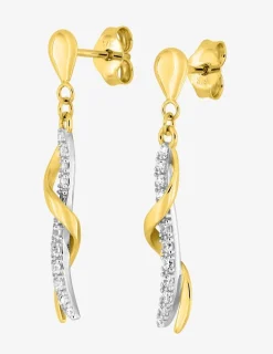 Boucles d'oreilles pendantes en or jaune 375‰ et oxyde de zirconium SO OR