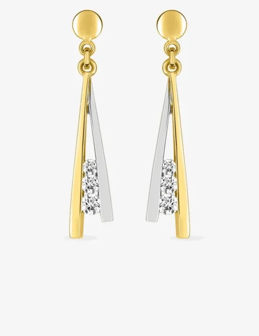 Boucles d'oreilles pendantes en or jaune 375‰ et oxyde de zirconium SO OR