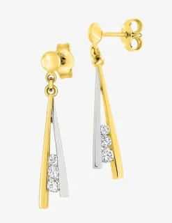 Boucles d'oreilles pendantes en or jaune 375‰ et oxyde de zirconium SO OR