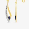 Boucles d'oreilles pendantes or jaune 750 ‰, saphir et rhodium SO OR