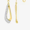 Boucles d'oreilles pendantes or jaune 750 ‰, oxyde de zirconium et rhodium SO OR