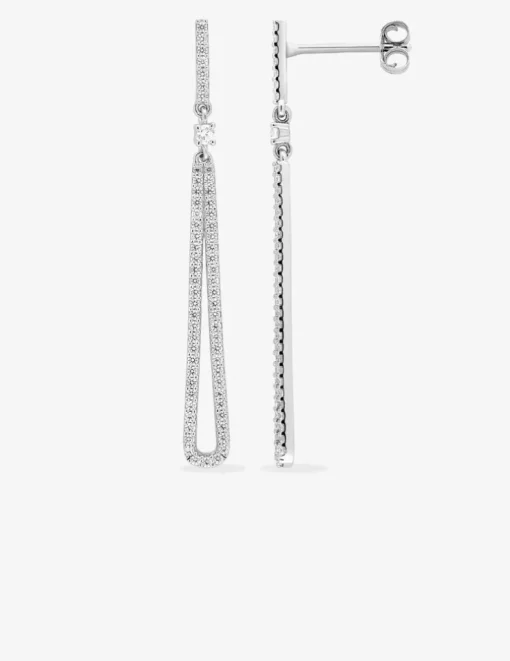 Boucles d'oreilles pendantes argent rhodié 925‰ avec oxyde de zirconium SO OR