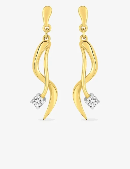 Boucles d'oreilles pendantes courbes plaqué or, rhodium et oxyde de zirconium serti griffes SO OR