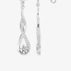 Boucles d'oreilles pendantes vagues entrelacées argent 925‰ rhodié et oxydes de zirconium SO OR