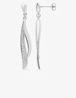Boucles d'oreilles pendantes en argent 925‰ rhodié et oxydes de zirconium SO OR