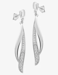 Boucles d'oreilles pendantes en argent 925‰ rhodié et oxydes de zirconium SO OR