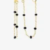 Boucles d'oreilles pendantes chaîne acier doré et cristaux synthétiques noirs SO OR