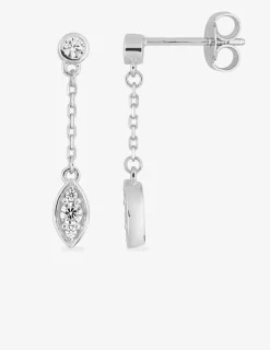 Boucles d'oreilles pendantes losange argent 925‰ rhodié et oxydes de zirconium SO OR
