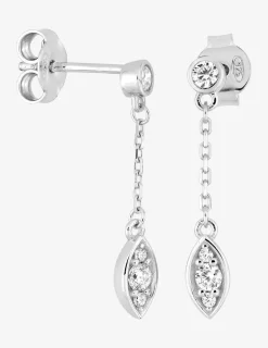 Boucles d'oreilles pendantes losange argent 925‰ rhodié et oxydes de zirconium SO OR
