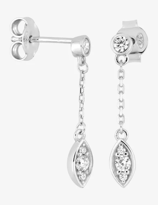 Boucles d'oreilles pendantes losange argent 925‰ rhodié et oxydes de zirconium SO OR