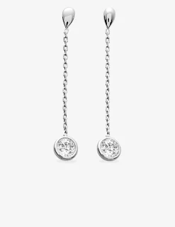 Boucles d'oreilles pendantes chaines argent rhodié 925%o avec oxyde de zirconium SO OR