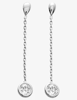 Boucles d'oreilles pendantes chaines argent rhodié 925%o avec oxyde de zirconium SO OR