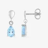 Boucles d'oreilles pendantes or blanc 375‰, topaze SO OR