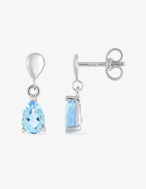 Boucles d'oreilles pendantes or blanc 375‰, topaze SO OR