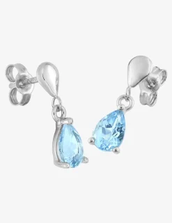 Boucles d'oreilles pendantes or blanc 375‰, topaze SO OR