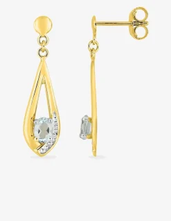 Boucles d'oreilles pendantes goutte or jaune 375‰, topaze SO OR