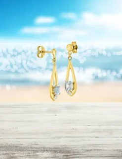 Boucles d'oreilles pendantes goutte or jaune 375‰, topaze SO OR