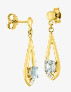 Boucles d'oreilles pendantes goutte or jaune 375‰, topaze SO OR