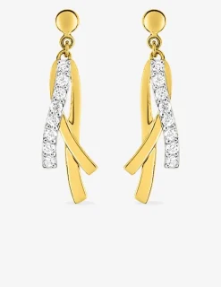 Boucles d'oreilles pendantes en or jaune 375‰ et oxyde de zirconium SO OR