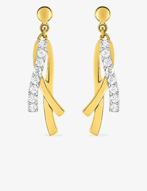 Boucles d'oreilles pendantes en or jaune 375‰ et oxyde de zirconium SO OR