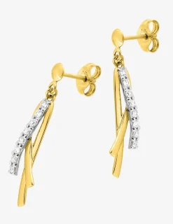 Boucles d'oreilles pendantes en or jaune 375‰ et oxyde de zirconium SO OR