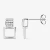 Boucles d'oreilles pendantes or blanc 750 ‰ et oxyde de zirconium SO OR