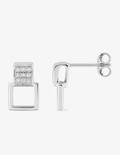 Boucles d'oreilles pendantes or blanc 750 ‰ et oxyde de zirconium SO OR