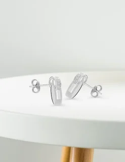 Boucles d'oreilles pendantes or blanc 750 ‰ et oxyde de zirconium SO OR