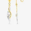 Boucles d'oreilles pendantes or jaune 750 ‰, oxyde de zirconium serti griffes et rhodium SO OR