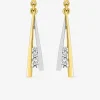 Boucles d'oreilles pendantes or jaune 750 ‰, oxyde de zirconium trilogie et rhodium SO OR