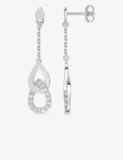 Boucles d'oreilles pendantes doubles gouttes argent rhodié 925‰ avec oxyde de zirconium SO OR