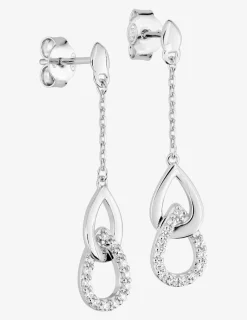 Boucles d'oreilles pendantes doubles gouttes argent rhodié 925‰ avec oxyde de zirconium SO OR