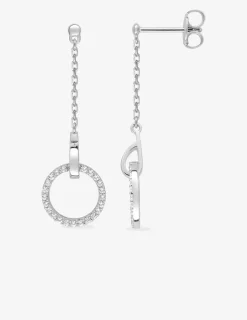 Boucles d'oreilles pendantes rondes argent rhodié 925‰ avec oxyde de zirconium SO OR
