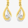 Boucles d'oreilles pendantes goutte bicolore plaqué or, rhodium et oxyde de zirconium SO OR