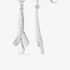 Boucles d'oreilles pendantes triples courbes argent rhodié 925‰ avec oxyde de zirconium SO OR