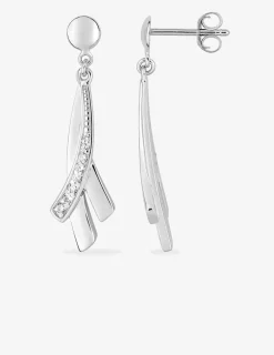 Boucles d'oreilles pendantes triples courbes argent rhodié 925‰ avec oxyde de zirconium SO OR