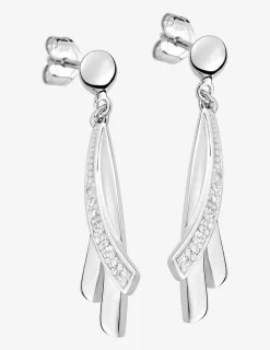 Boucles d'oreilles pendantes triples courbes argent rhodié 925‰ avec oxyde de zirconium SO OR