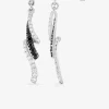 Boucles d'oreilles pendantes courbes bicolores argent rhodié 925‰ avec oxyde de zirconium SO OR