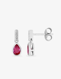 Boucles d'oreilles pendantes en argent 925‰ rhodié avec oxydes de zirconium blancs et rouges SO OR