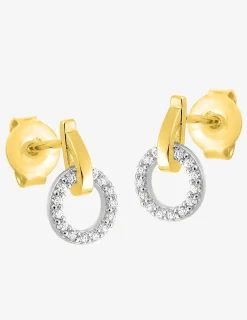 Boucles d'oreilles pendantes cercle plaqué or, rhodium et oxyde de zirconium SO OR