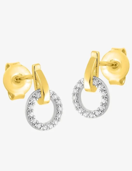 Boucles d'oreilles pendantes cercle plaqué or, rhodium et oxyde de zirconium SO OR