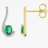 Boucles d'oreilles pendantes virgule plaqué or, rhodium et oxyde de zirconium blanc et vert SO OR