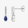 Boucles d'oreilles pendantes or blanc 375 ‰, saphir et oxyde de zirconium SO OR