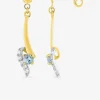 Boucles d'oreilles pendantes or jaune 375 ‰, rhodium, topaze bleue traitée et oxyde de zirconium SO OR