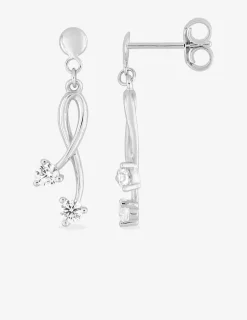 Boucles d'oreilles pendantes or blanc 375 ‰ et oxydes de zirconium SO OR