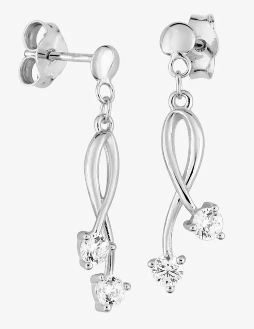 Boucles d'oreilles pendantes or blanc 375 ‰ et oxydes de zirconium SO OR