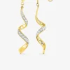 Boucles d'oreilles pendantes or jaune 375 ‰, rhodium et oxydes de zirconium SO OR