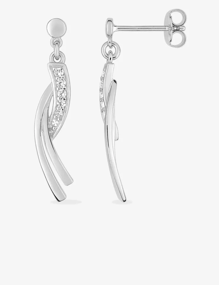 Boucles d'oreilles pendantes courbées en argent 925‰ rhodié SO OR