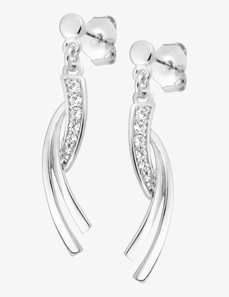 Boucles d'oreilles pendantes courbées en argent 925‰ rhodié SO OR